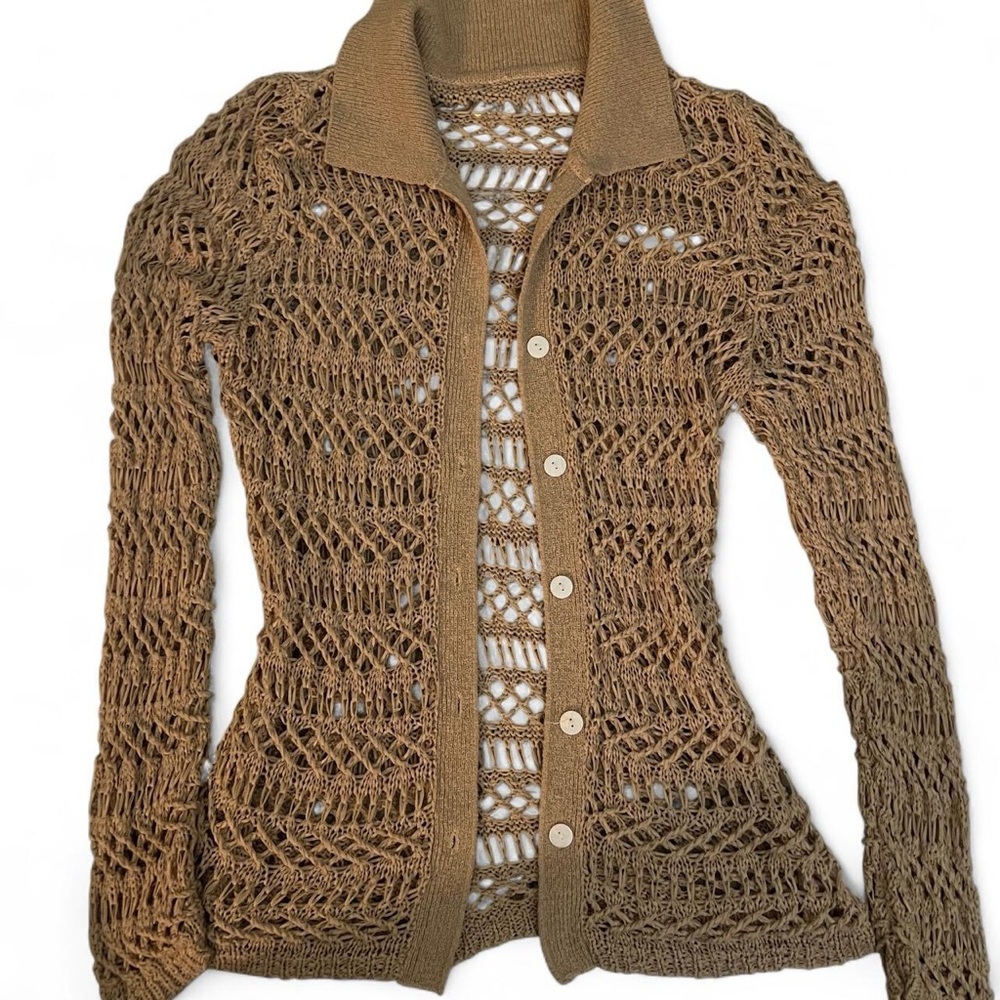 Missguided Tan Crochet Cardigan